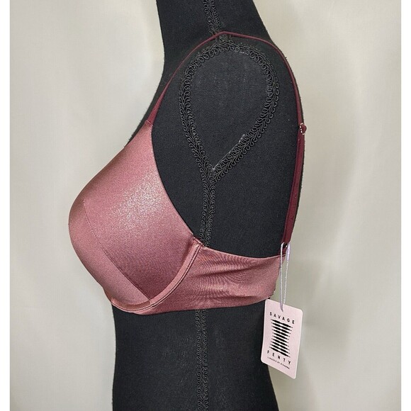 Savage X Fenty Push Up Sparkly Copper Bronze Plum Underwire Lined Bra 34DD *NEW* - Picture 2 of 11